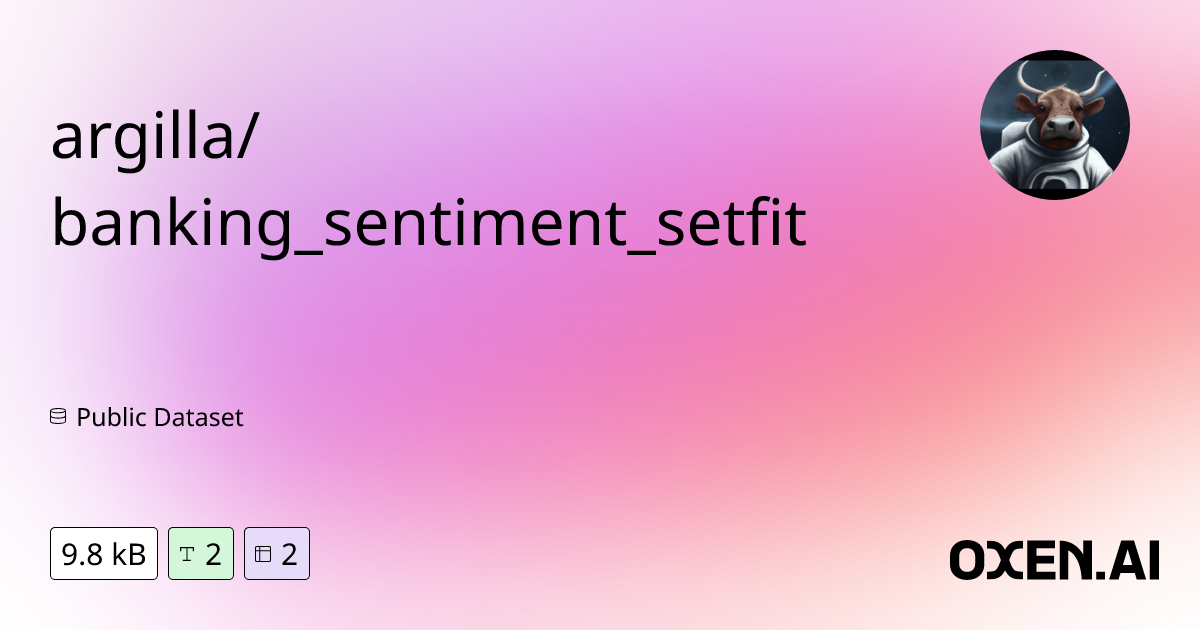Argilla banking sentiment setfit at main argilla banking sentiment